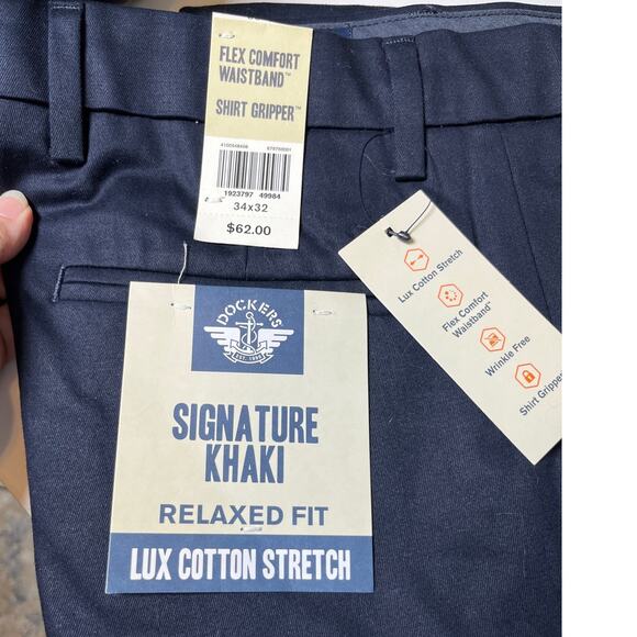Dockers ‎ Signature Relaxed Fit Khaki Pants 34x32 Navy Stretch NWT - Picture 6 of 9